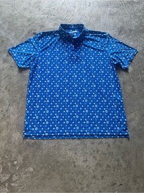 FORE FATHERS Men’s Royal Blue Printed Polo Shirt